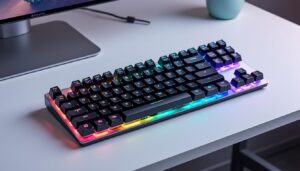 découvrez le clavier mécanique gamer aukey km-g12, compact et rétroéclairé rgb, offrant une expérience de jeu réactive et immersive avec un design ergonomique et durable.